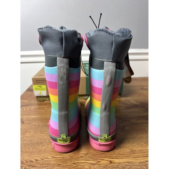 Western Chief Rainbow Rules Winterprene Insulated Rain Boots Big Girls Size 2 - Picture 5 of 10